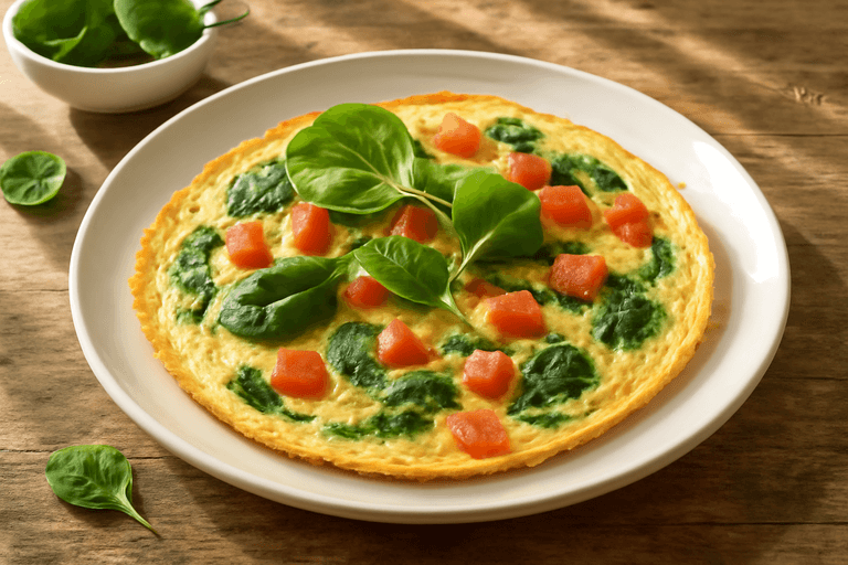 Omelette légère aux épinards et tomates
