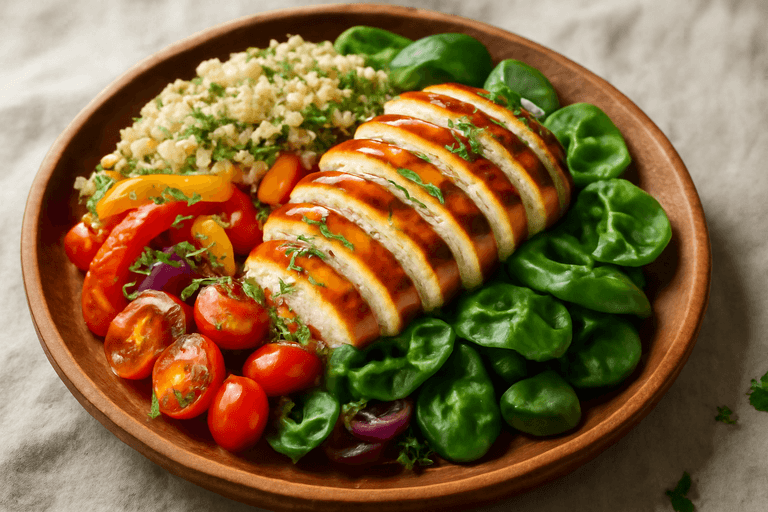 Kyckling- & Quinoasallad med Rostade Grönsaker