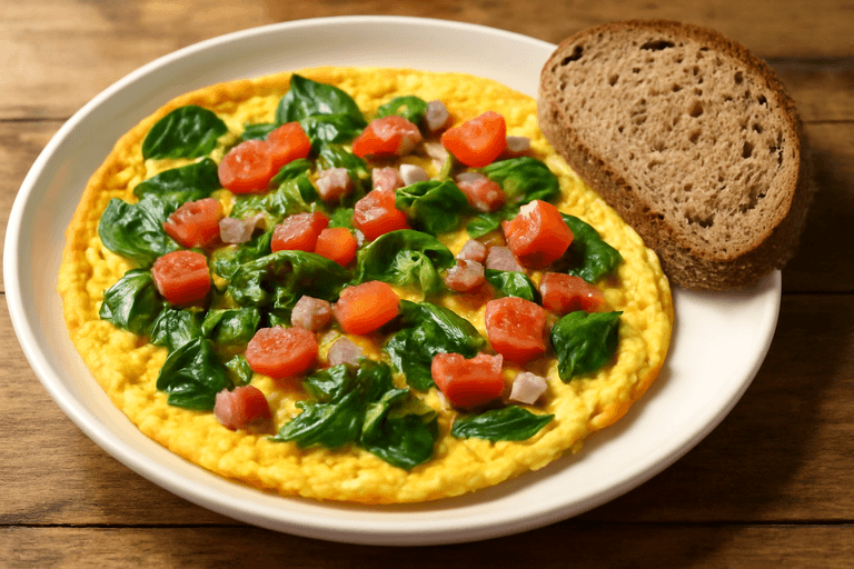 Κλασική Ομελέτα Πρωινού με Σπανάκι και Ντομάτα