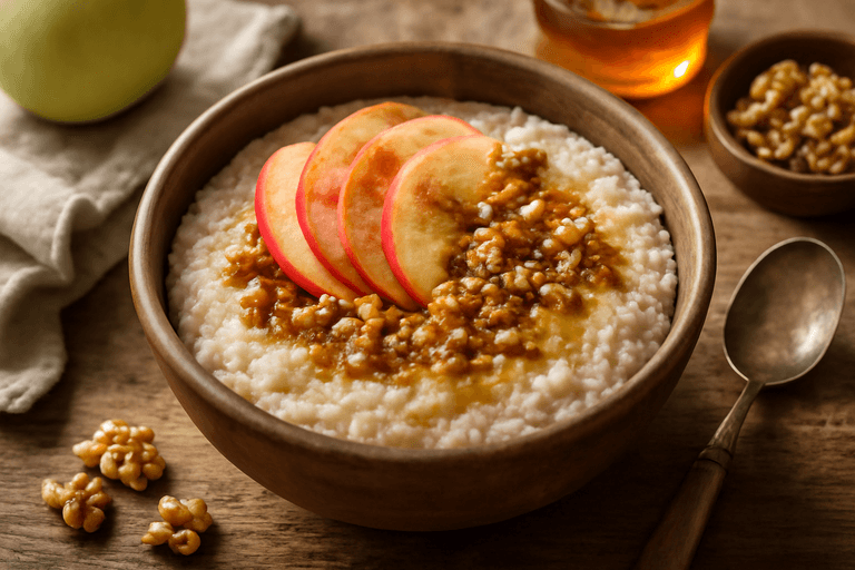 Owsianka energetyczna z jabłkiem i orzechami