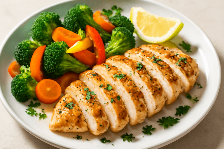 Herbed Lemon Chicken with Steamed Vegetables