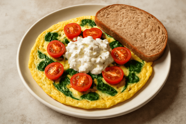 Proteinrik klassisk omelett med spenat & tomat
