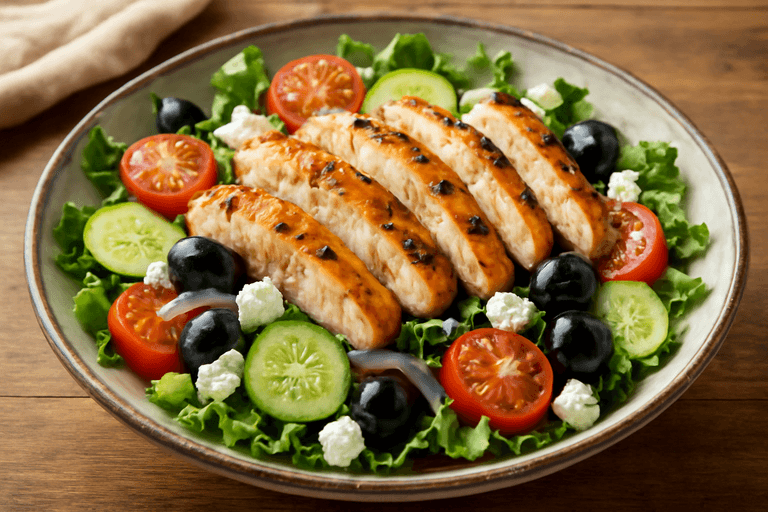 Ensalada de pollo mediterránea ligera