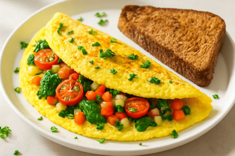 Energizing Veggie Omelette with Whole Grain Toast