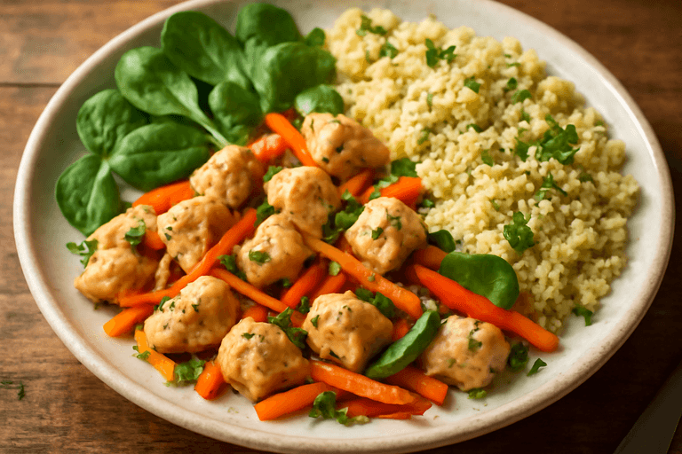 Poulet sauté aux légumes colorés et quinoa