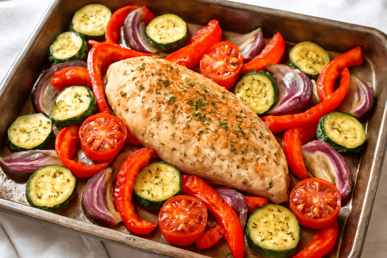 Poulet rôti aux légumes méditerranéens