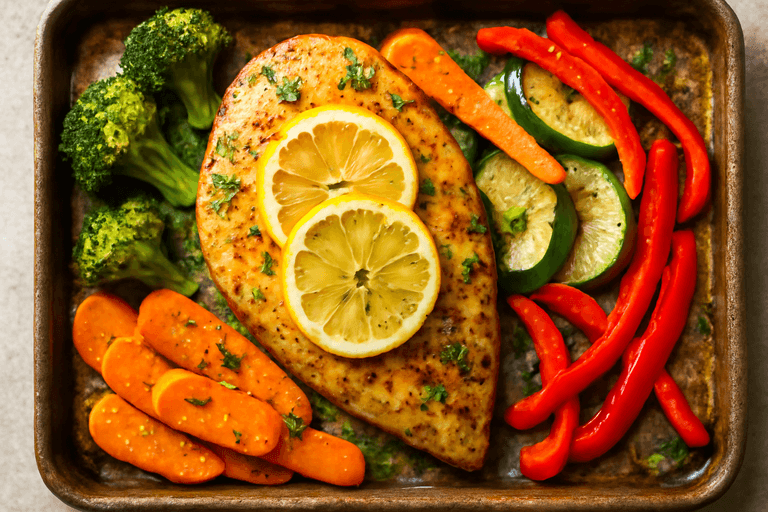 Lätt Citronkyckling med Rostade Grönsaker