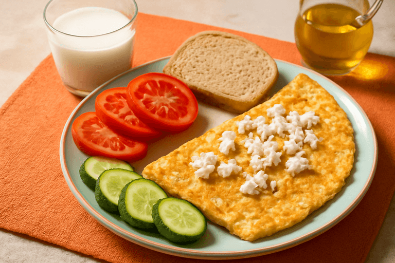 Proteinli Yulaflı Klasik Omlet Kahvaltısı