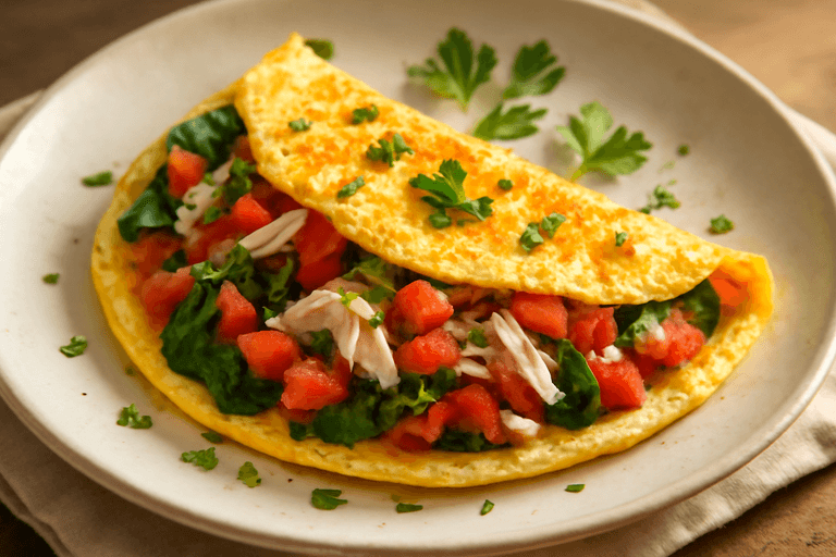 Klassisk proteinrik omelett med färska grönsaker