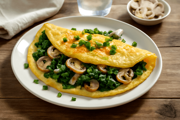Omelette Classique aux Épinards et Champignons
