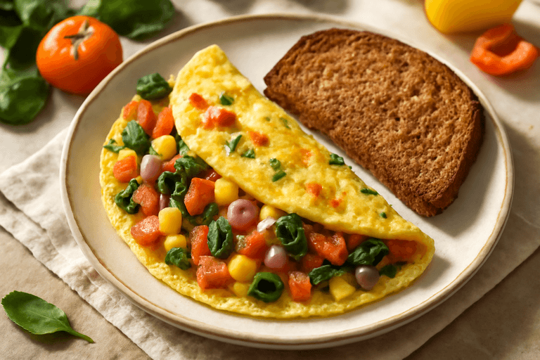 Energizing Veggie Omelette with Whole Grain Toast