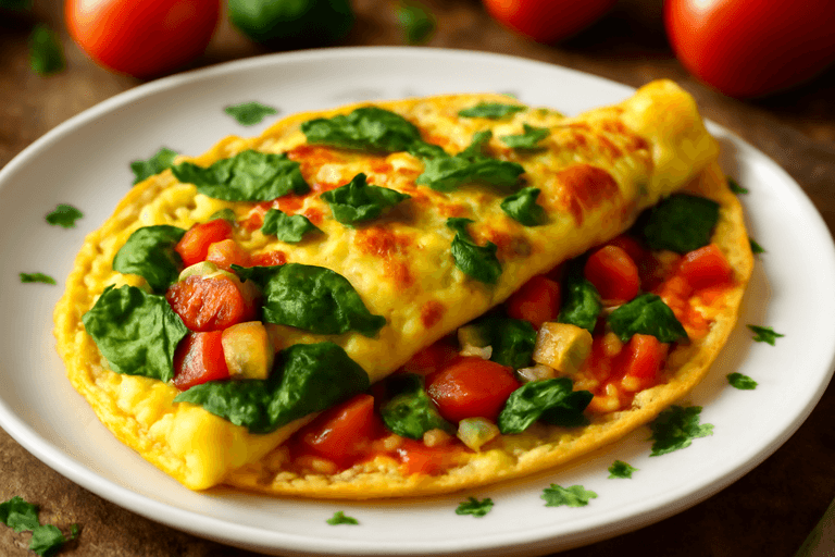 Proteinrik klassisk omelett med färska grönsaker