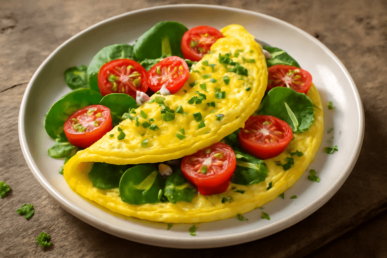 Proteinrik Omelett med Spenat och Tomat