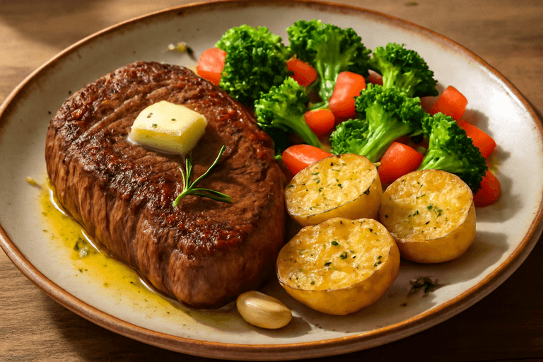 Proteinreiches Rindersteak mit Kartoffel-Gemüse-Pfanne