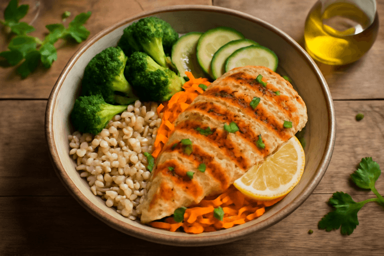 Leichter Hähnchen-Gemüse-Bowl