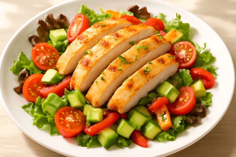 Leichter Hähnchen-Gemüse-Salat mit Zitronen-Dressing