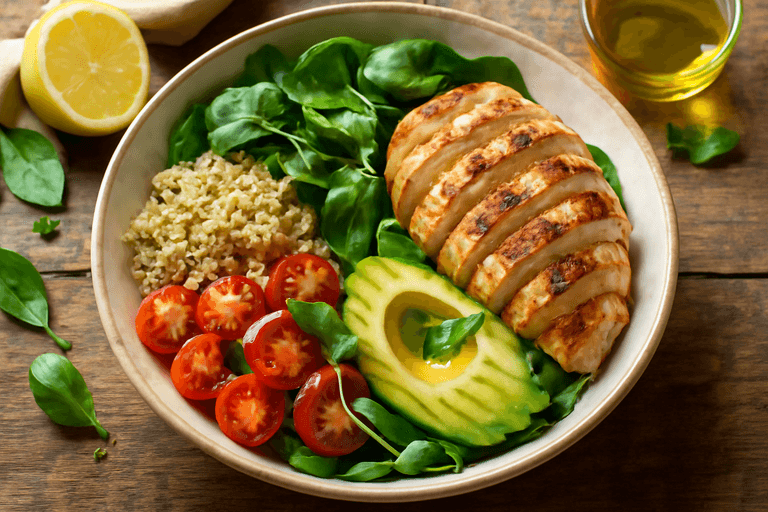 Lätt Kyckling & Quinoasallad med Färska Grönsaker
