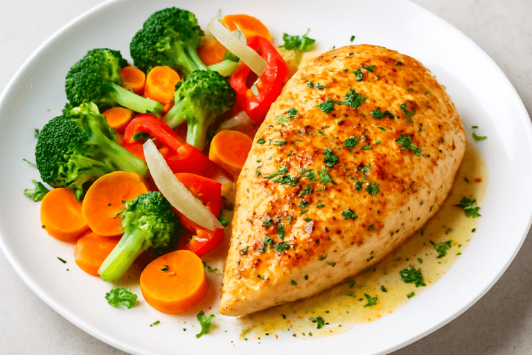 Lekka pierś z kurczaka z warzywami na parze