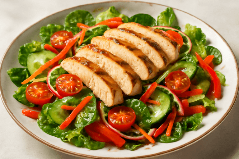 Kyckling- och grönsakssallad med citrondressing