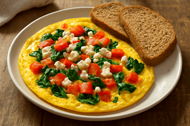 Κλασική Ομελέτα Πρωινού με Λαχανικά & Ήπιο Τυρί