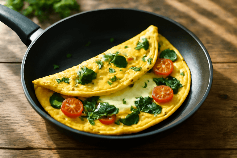 Ελαφριά Ομελέτα με Σπανάκι & Ντομάτα
