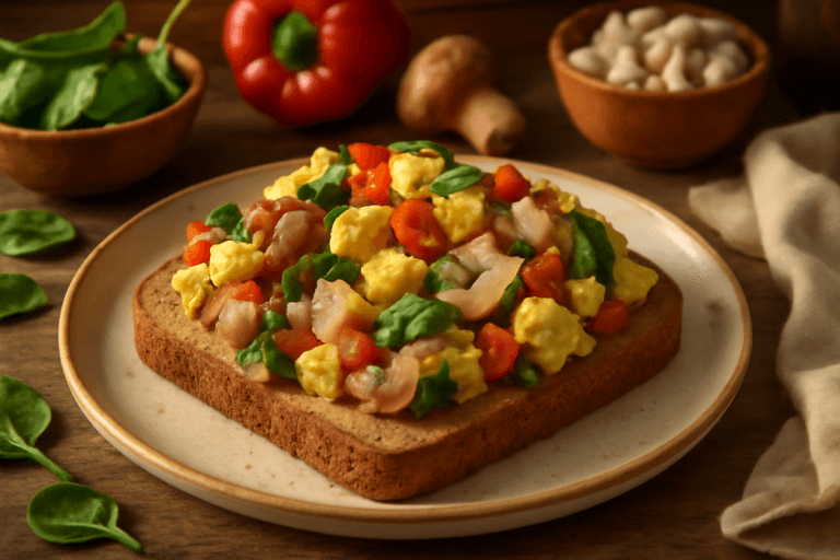 Hearty Veggie & Turkey Power Breakfast Scramble