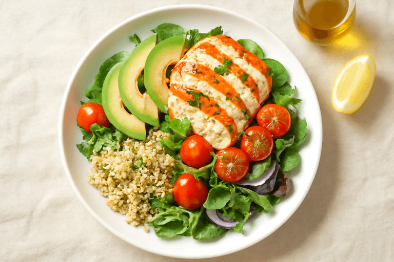 Fräsch kycklingsallad med quinoa och avokado