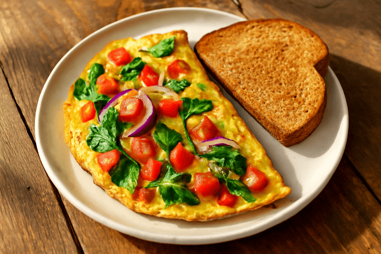 Fresh Veggie Omelette with Whole Grain Toast