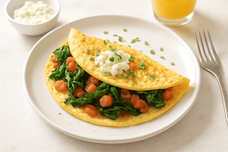 Omelette Légère aux Épinards et Tomates