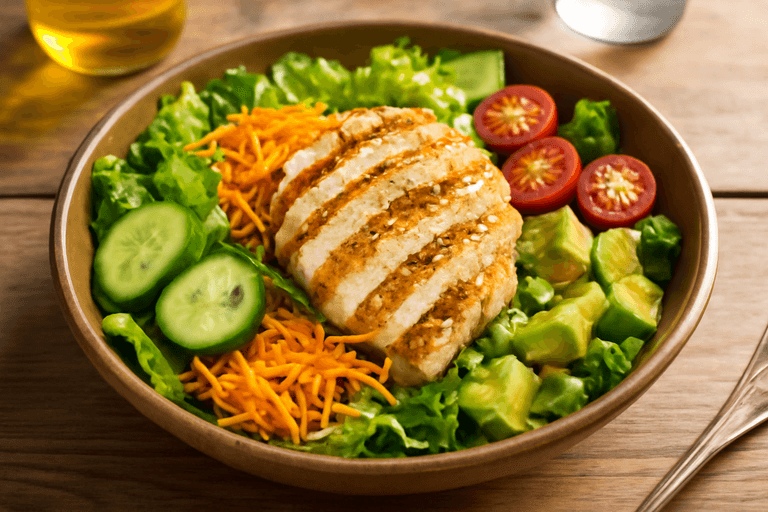 Salade Poulet-Croquant Classique aux Légumes de Saison