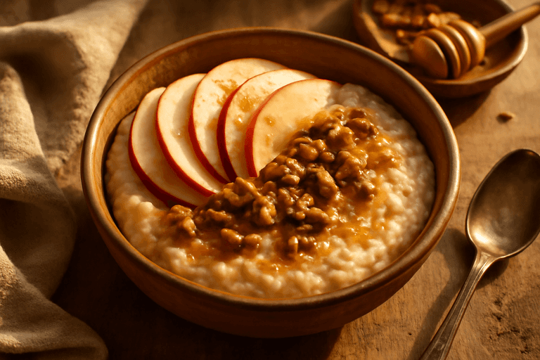 Chrupiąca owsianka z jabłkiem i orzechami