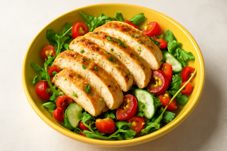 Leichter Hähnchen-Gemüse-Salat mit Zitronen-Dressing