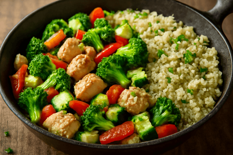 Hähnchen-Gemüse-Pfanne mit Quinoa