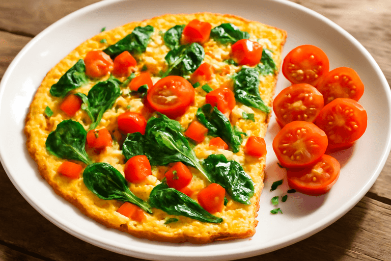 Proteinrik grönsaksomelett med tomatsallad