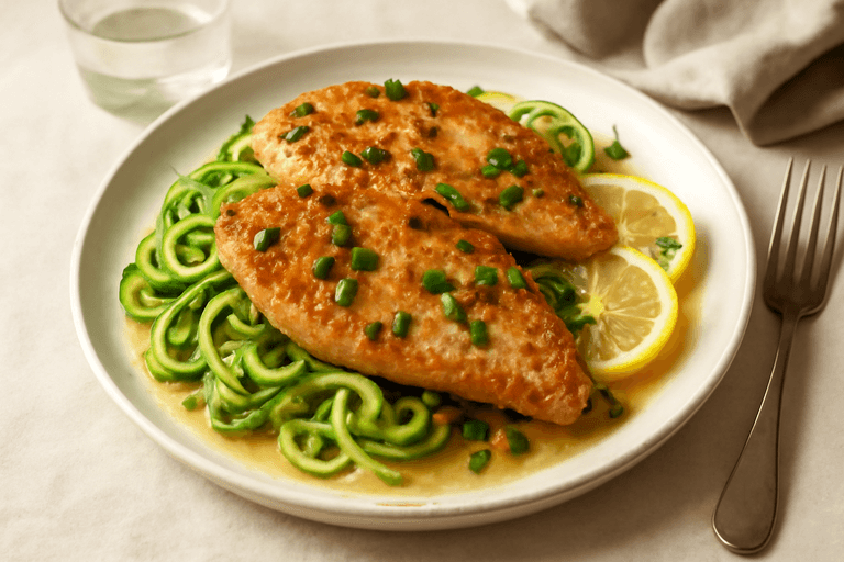 Lätt Kyckling Piccata med Zucchininudlar