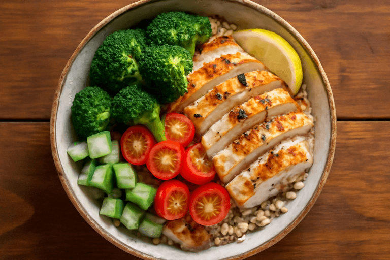 Leichter Hähnchen-Gemüse-Bowl