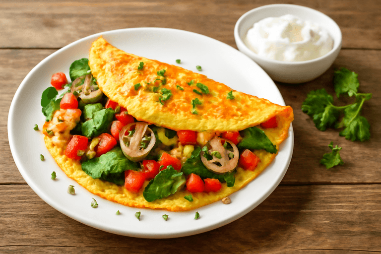 Proteinreiches Omelett mit frischem Gemüse
