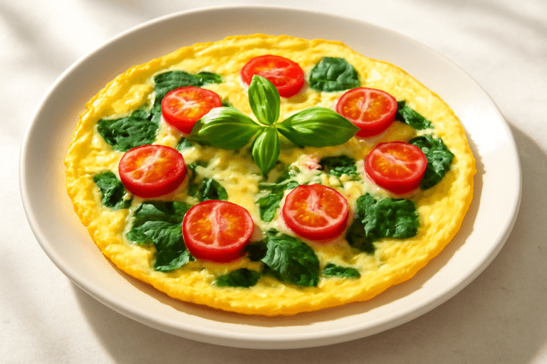 Omelette minceur aux épinards et tomates