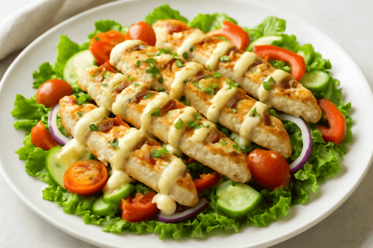 Leichter Hähnchen-Gemüse-Salat mit Joghurtdressing