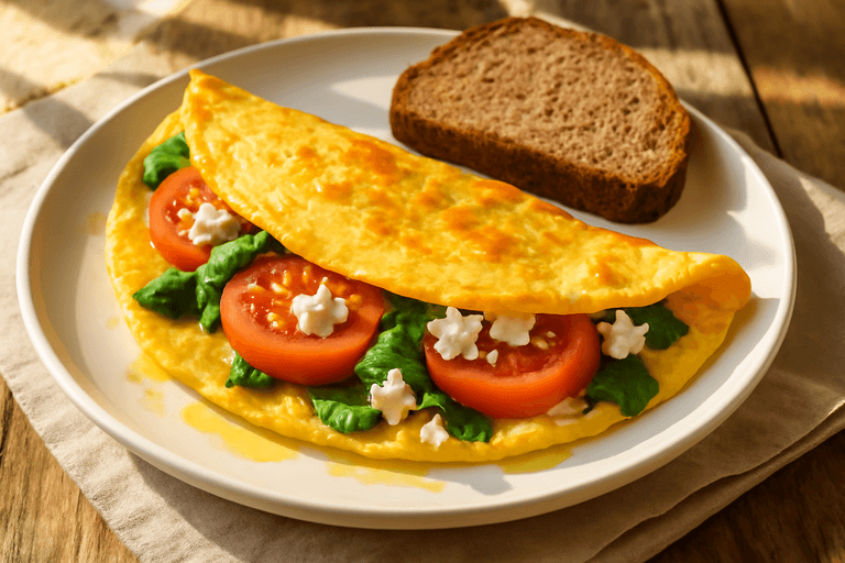 Ομελέτα Πρωινού με Σπανάκι, Ντομάτα & Φέτα