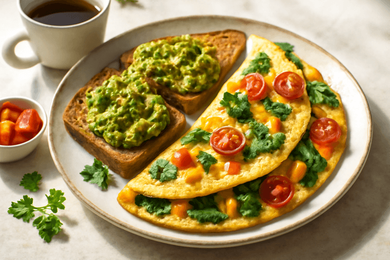 Protein-Packed Veggie Omelette with Avocado Toast