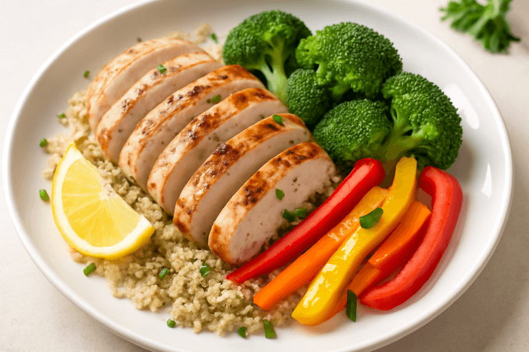 Υγιεινό Κοτόπουλο Σχάρας με Λαχανικά & Κινόα