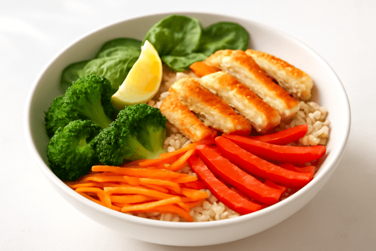 Leichter Hühnchen-Gemüse-Bowl