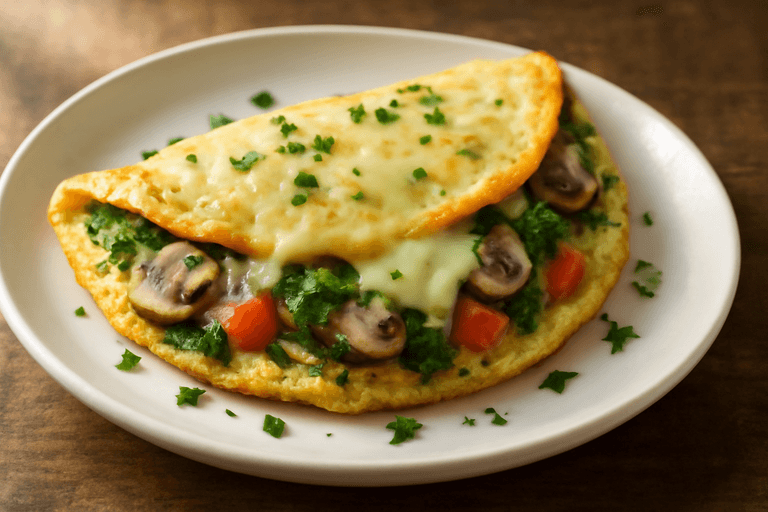 Omelette Protéinée aux Épinards et Champignons