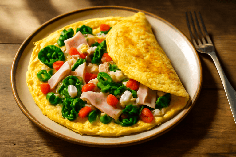 Κλασική Ομελέτα Πρωινού με Λαχανικά και Γαλοπούλα