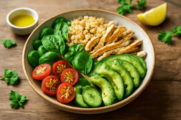 Proteinrik kycklingsallad med avokado och quinoa