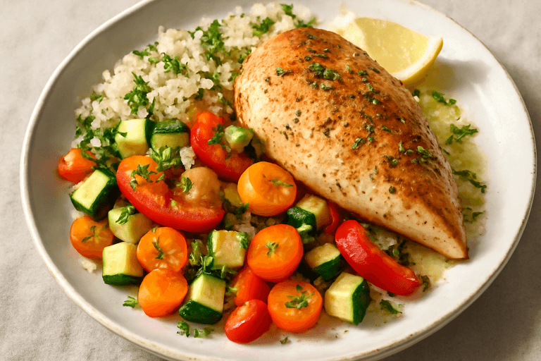 Κοτόπουλο με Λαχανικά και Κινόα στον Φούρνο