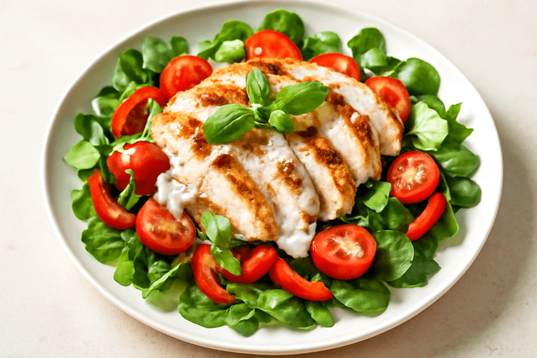 Sałatka z grillowanym kurczakiem i warzywami