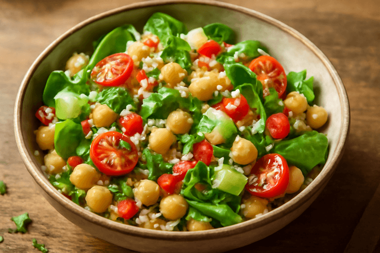 Ensalada vegetariana energética de quinoa y garbanzos