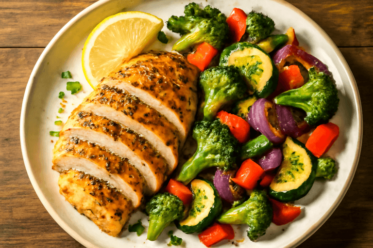 Grilled Garlic Herb Chicken with Roasted Veggies